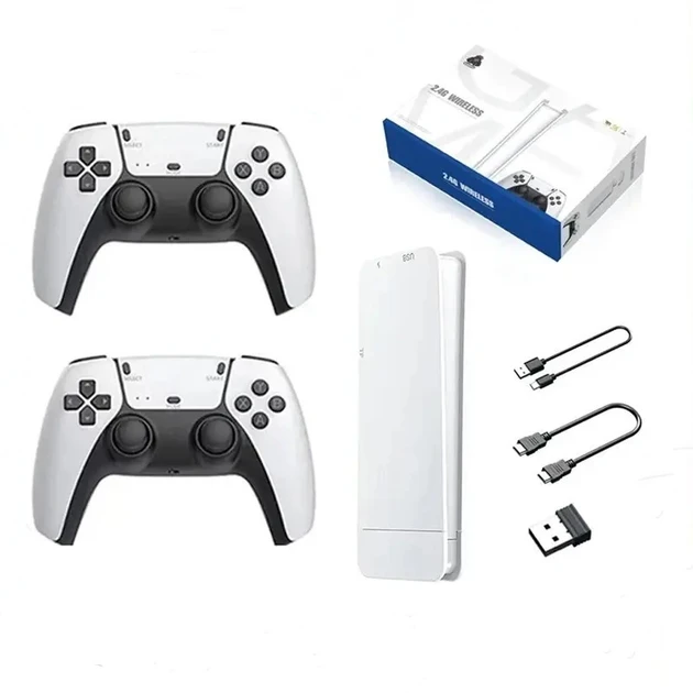 Игровая мини консоль HDMI M15 GAME STICK 4K 64GB 20000 бесплатных игр + два беспроводных контроллера белая PS1