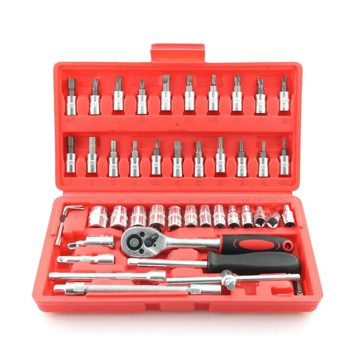 Автомобильный Набор Инструментов Piece Tool Set на 46 Ручных Инструментов в Пластиковом Кейсе