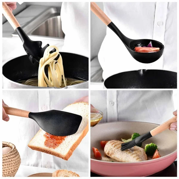 Набір приладдя для кухні 12 предметів Kitchen Set, RD-1204 Кухонний набір у склянці Чорний