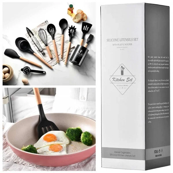 Набір приладдя для кухні 12 предметів Kitchen Set, RD-1204 Кухонний набір у склянці Чорний