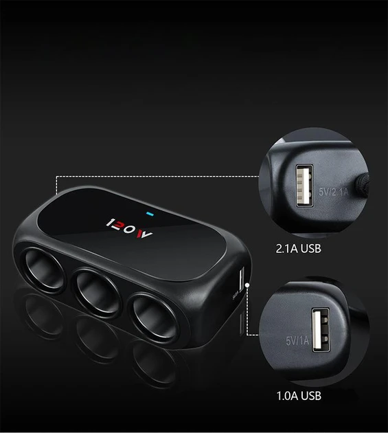 Разветвитель для прикуривателя Xunniu WT-D23 Black