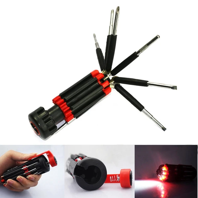 Викрутка універсальна з ліхтариком 8 в 1 Screwdrivers