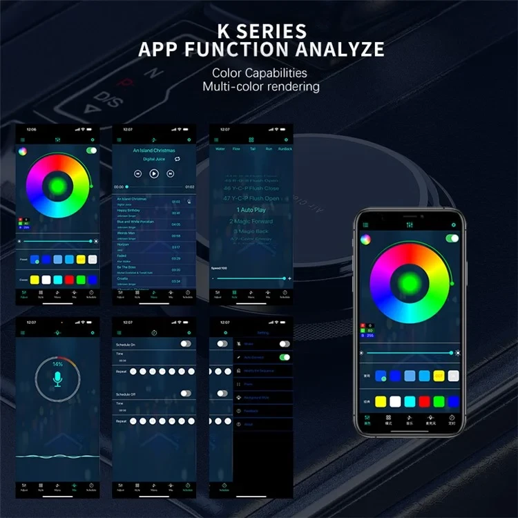 Підсвітка салону Ambient light Rgb, світлодіодна стрічка торпеди USB Bluetooth багатобарвна