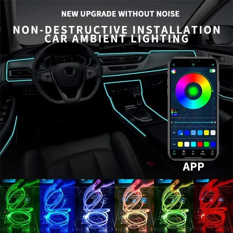 Підсвітка салону Ambient light Rgb, світлодіодна стрічка торпеди USB Bluetooth багатобарвна