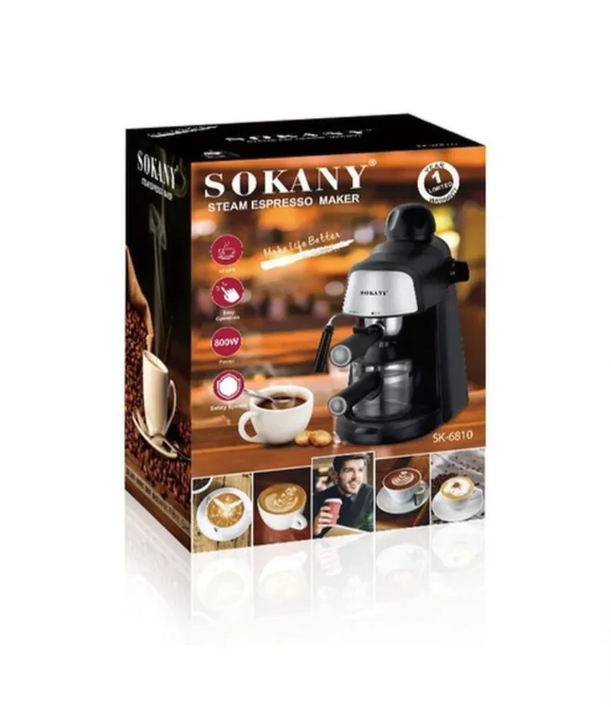 Кофеварка Рожковая Sokany SK-6810 Функция пара и вспенивания.