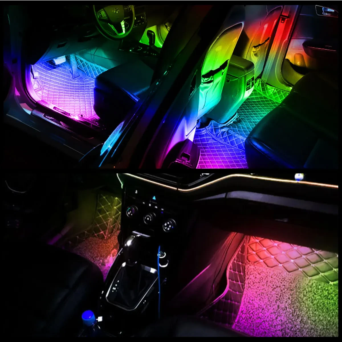 Автомобильная RGB подсветка салона с поддержкой приложения 4 шт USB