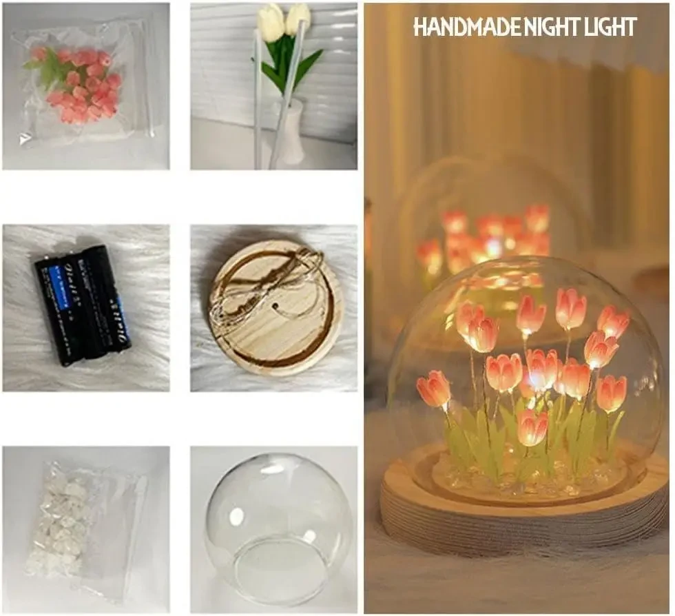 Ночник светодиодный тюльпаны умелые ручки Spherical lamp HA-42, Лампа-тюльпан DIY Ночник-тюльпан