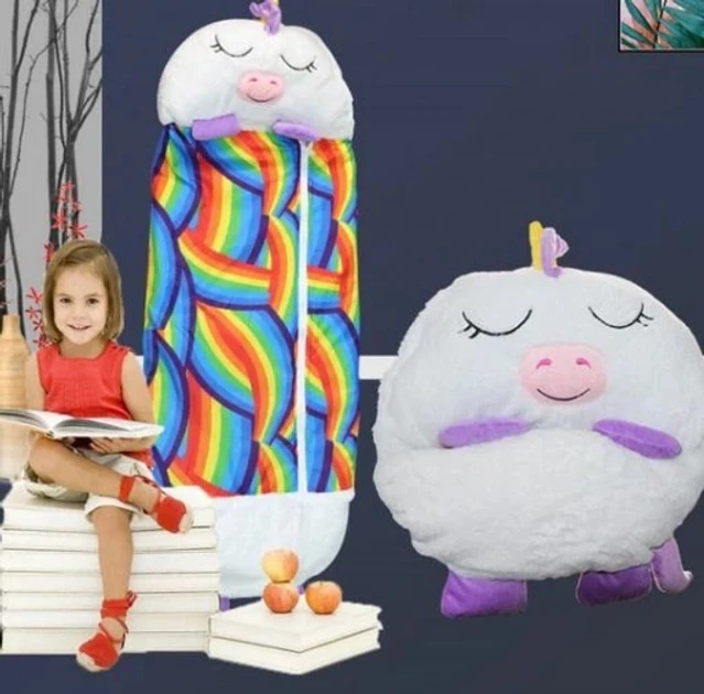 Детский спальный мешок-плюшевая игрушка подушка Единорог Baby sleeping bag Size S WHITE 3в1 теплый