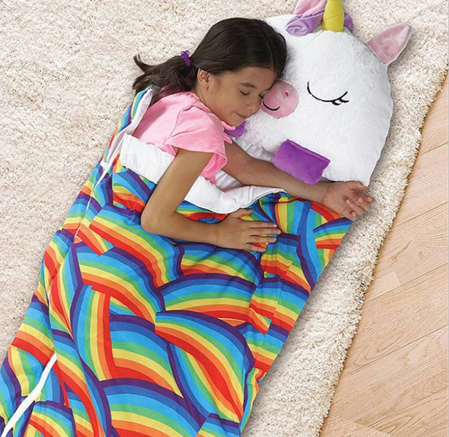 Детский спальный мешок-плюшевая игрушка подушка Единорог Baby sleeping bag Size S WHITE 3в1 теплый