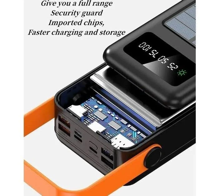 Power bank YM-635 400000mAh Solar Індикатор рівня заряду, для заряджання телефона з вбудованими кабелями