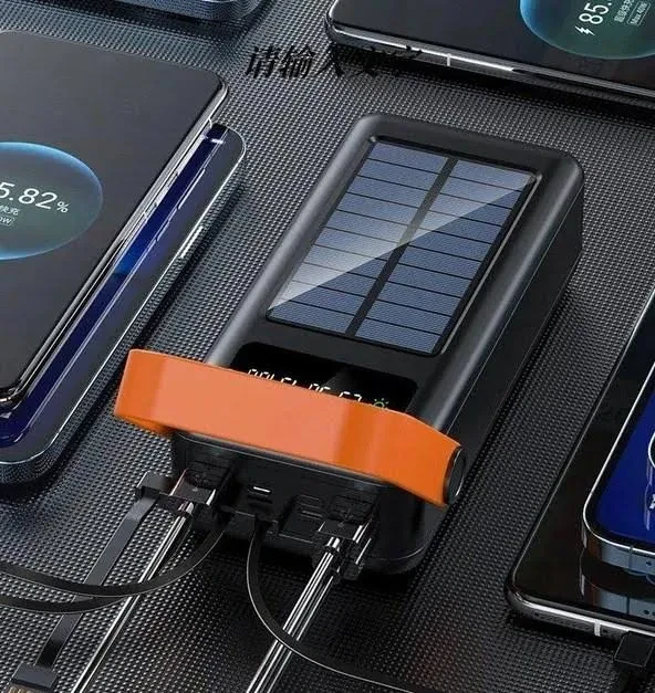 Power bank YM-635 400000mAh Solar Індикатор рівня заряду, для заряджання телефона з вбудованими кабелями