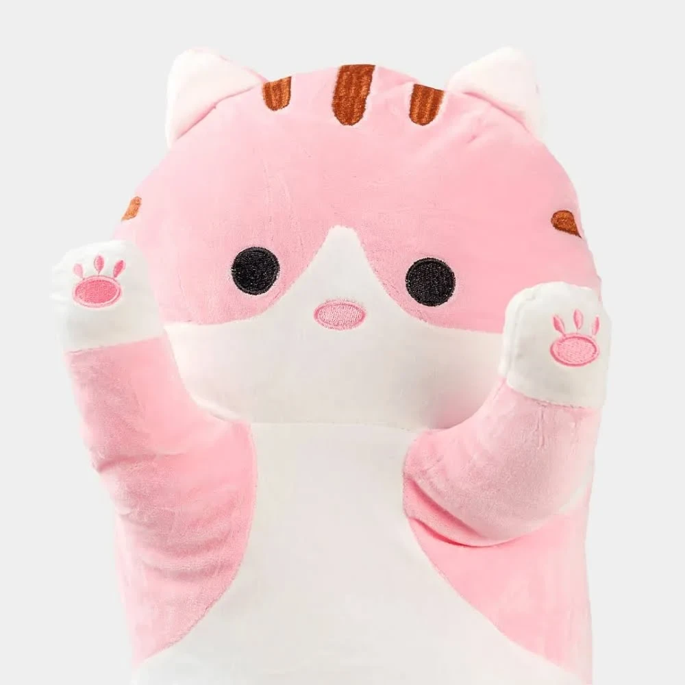 Мягкая детская игрушка Кот Батон 70 см, Розовый / Плюшевая игрушка подушка длинный котенок
