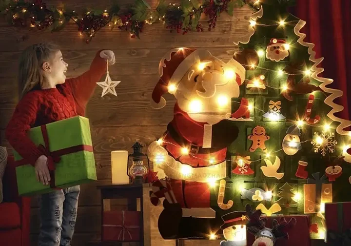Детская Рождественская елочка с игрушками из фетра Chrismas Free Детская елочка на стену 95x70 см
