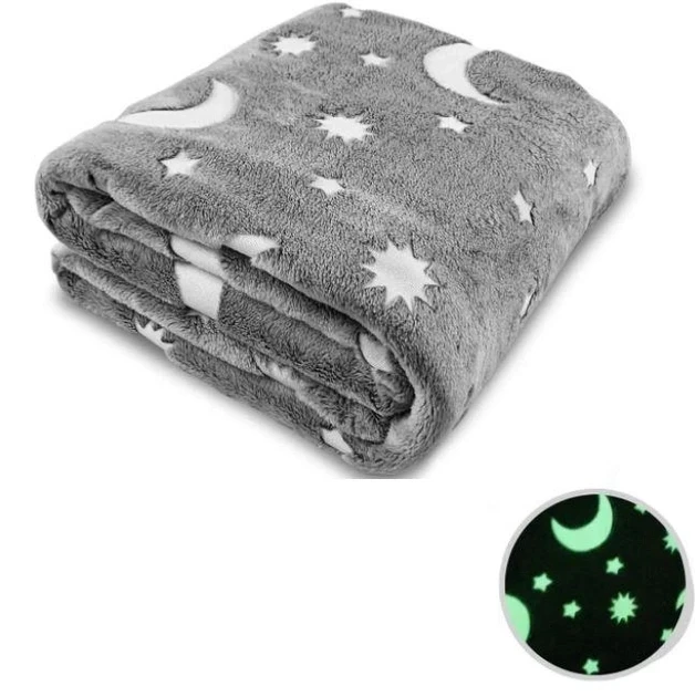 Светящийся теплый и нежный плед для детей и подростков 100x150 Magic Blanket Серый