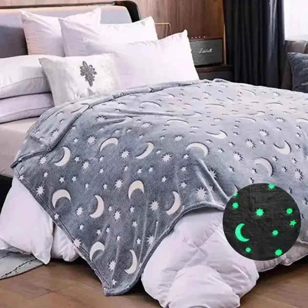 Светящийся теплый и нежный плед для детей и подростков 100x150 Magic Blanket Серый