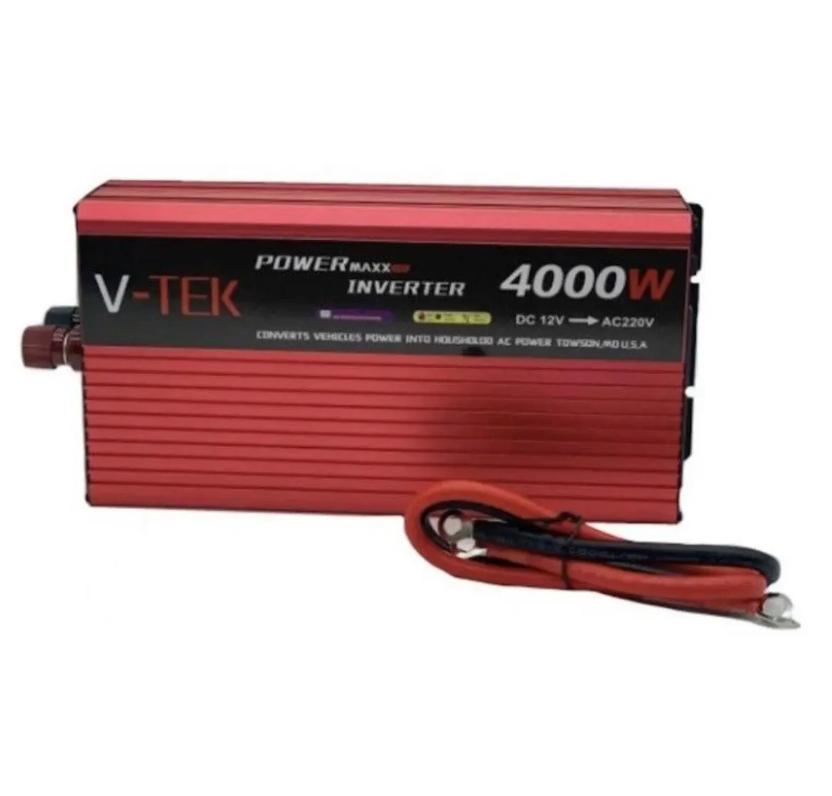 Преобразователь напряжения инвертор с дисплеем V-TEK 4000W 12-220V Автомобильный преобразователь