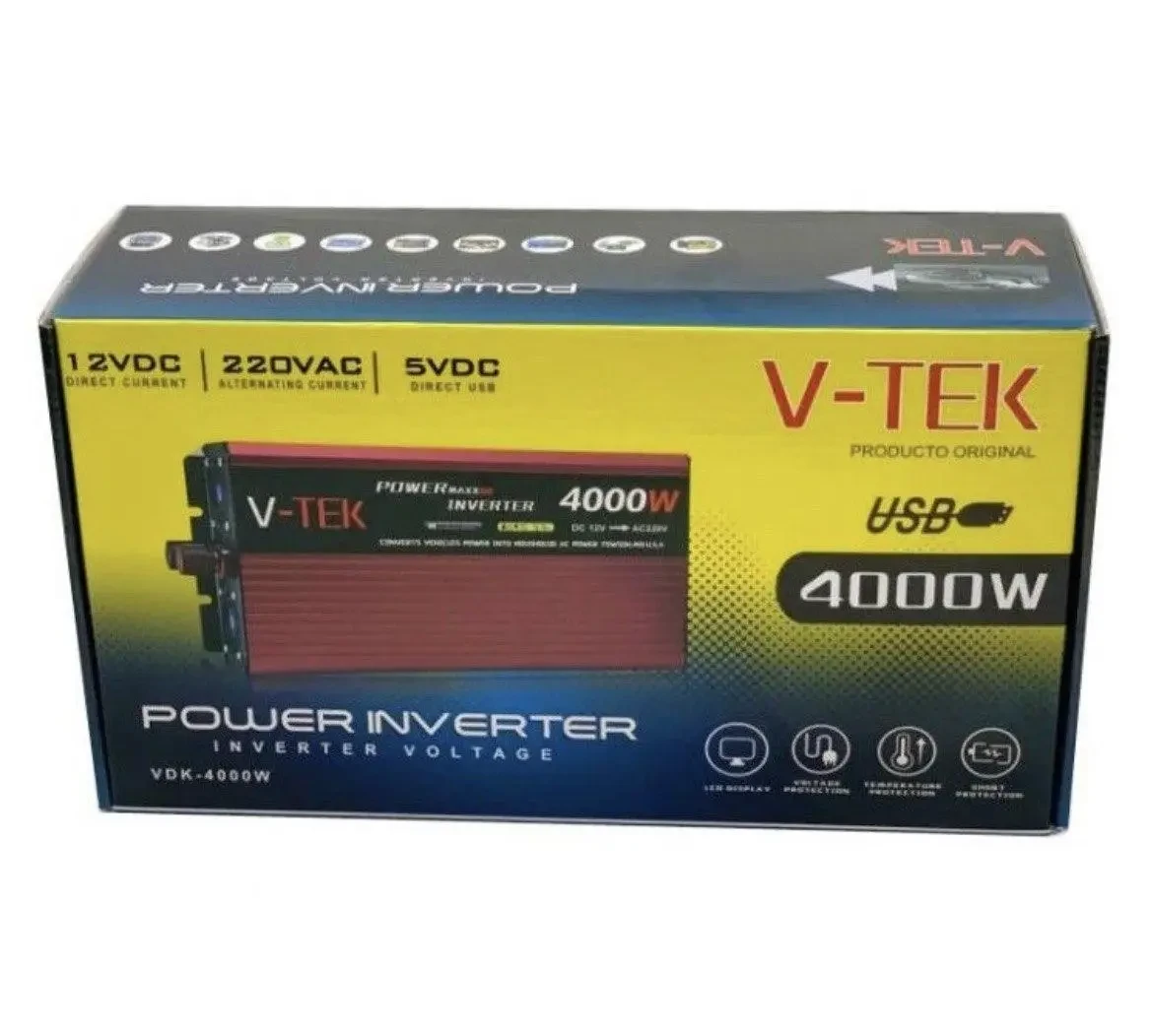 Преобразователь напряжения инвертор с дисплеем V-TEK 4000W 12-220V Автомобильный преобразователь