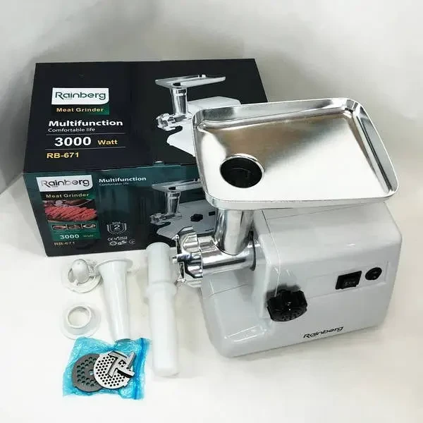 Электромясорубка Rainberg RB 671 3000Вт Электрическая мясорубка с насадками для колбасы