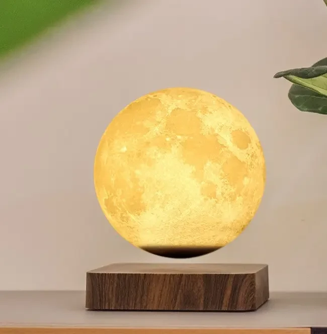Настольный 3D магнитный ночник Луна 14 см на деревянной магнитной подставке 360 Magnetic Moon Lightt Model 2