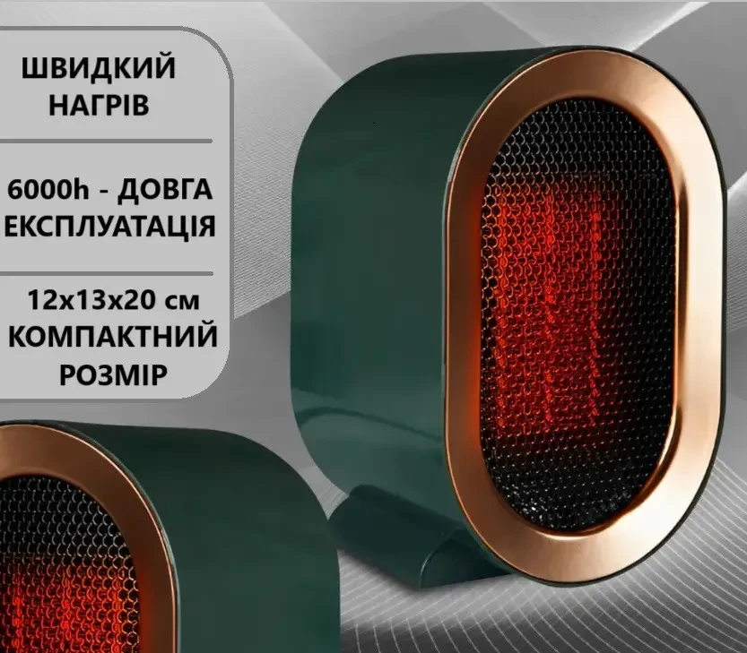 Керамічний нагрівач настільний енергоощадний 1200W Портативний нагрівач 2 рівні потужності Синій