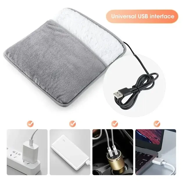 Портативная фланелевая грелка для ног с электрическим подогревом Foot warmer XL-997 Коврик с USB подогревом
