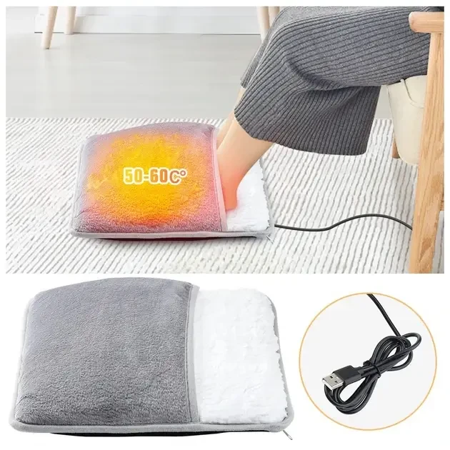 Портативная фланелевая грелка для ног с электрическим подогревом Foot warmer XL-997 Коврик с USB подогревом