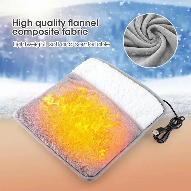 Портативная фланелевая грелка для ног с электрическим подогревом Foot warmer XL-997 Коврик с USB подогревом