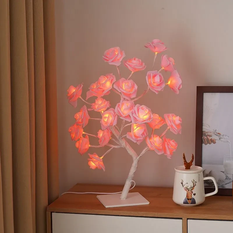 Светодиодное дерево, "Розовые Розы"  (NNG-05) (24 LED (теплый свет) 220V)