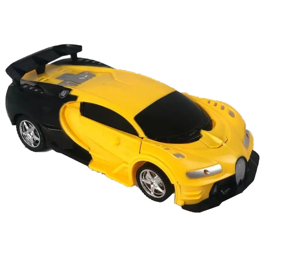 Машинка трансформер на радиоуправлении AToys Bugatti-Robot 1:18 световые эффекты Черно-желтая