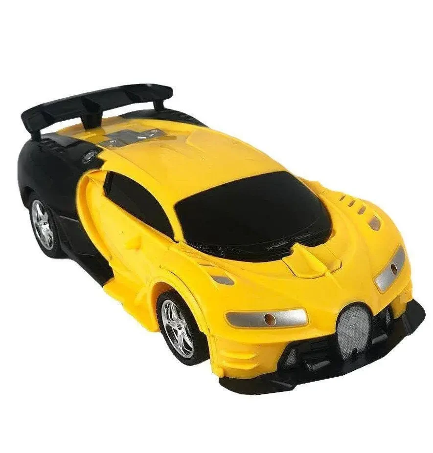 Машинка трансформер на радиоуправлении AToys Bugatti-Robot 1:18 световые эффекты Черно-желтая