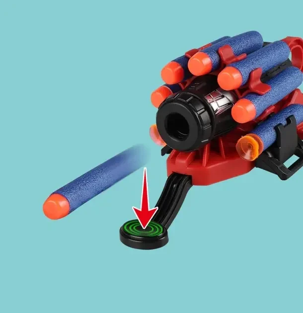 Детская игрушечная перчатка-бластер Человек паук Spider Man Gloves Игровой пистолет стреляет мягкими пулями