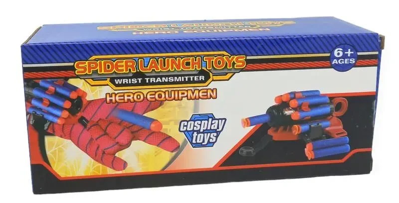 Детская игрушечная перчатка-бластер Человек паук Spider Man Gloves Игровой пистолет стреляет мягкими пулями