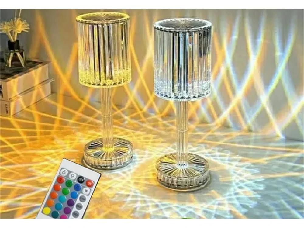 Декоративный LED светильник Crystal light, с пультом ДУ / Настольная аккумуляторная лампа