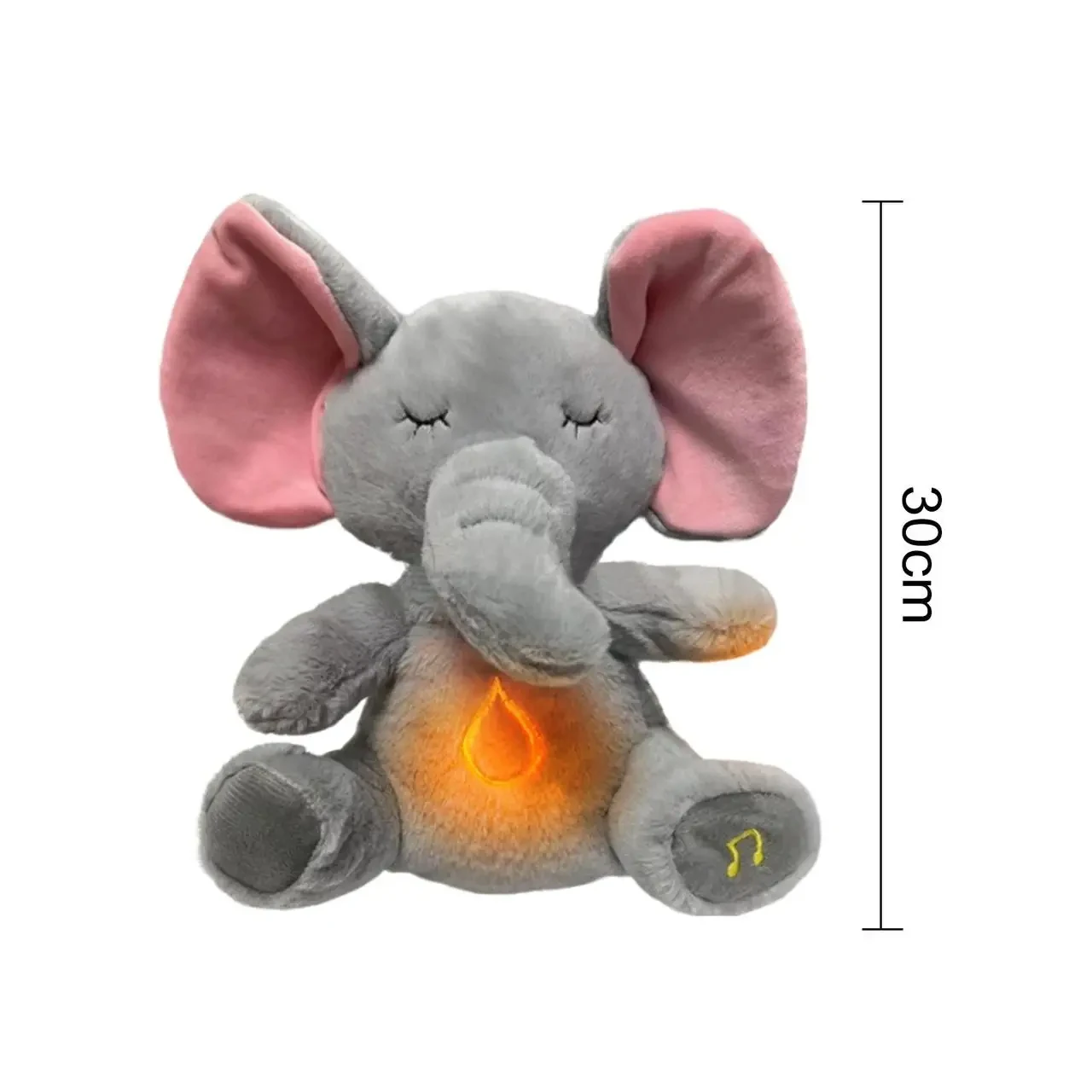Интерактивная мягкая игрушка-ночник дышащий Слоник Elephant Серый Успокаивающая плюшевая игрушка Слоник