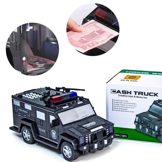 Електронна скарбничка-сейф Машина поліції Hummer CASH TRUCK 143 з кодовим замком