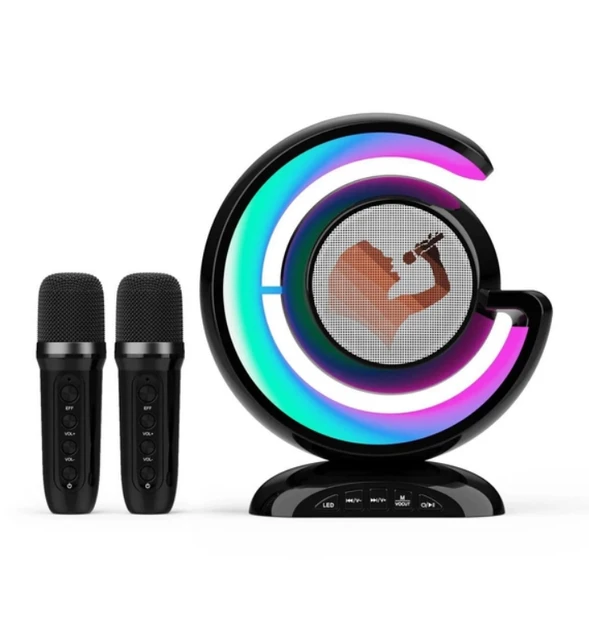 Лампа-ночник с колонкой Bluetooth YS-110, двумя микрофонами, цвет черный.
