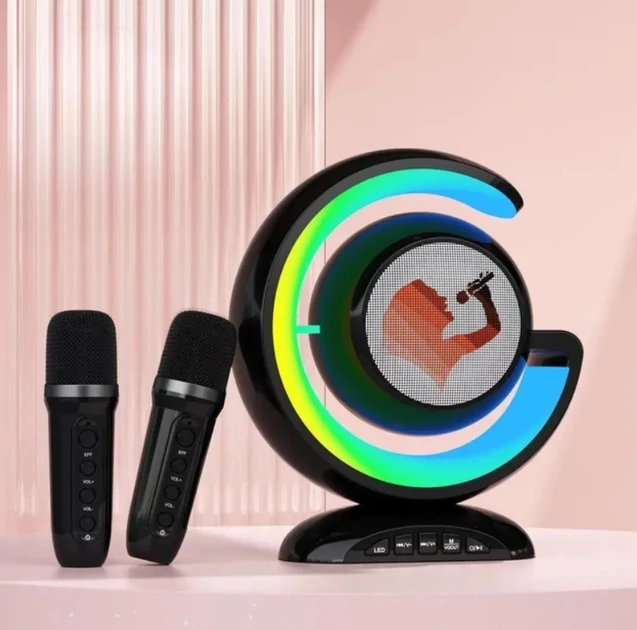 Лампа-ночник с колонкой Bluetooth YS-110, двумя микрофонами, цвет черный.