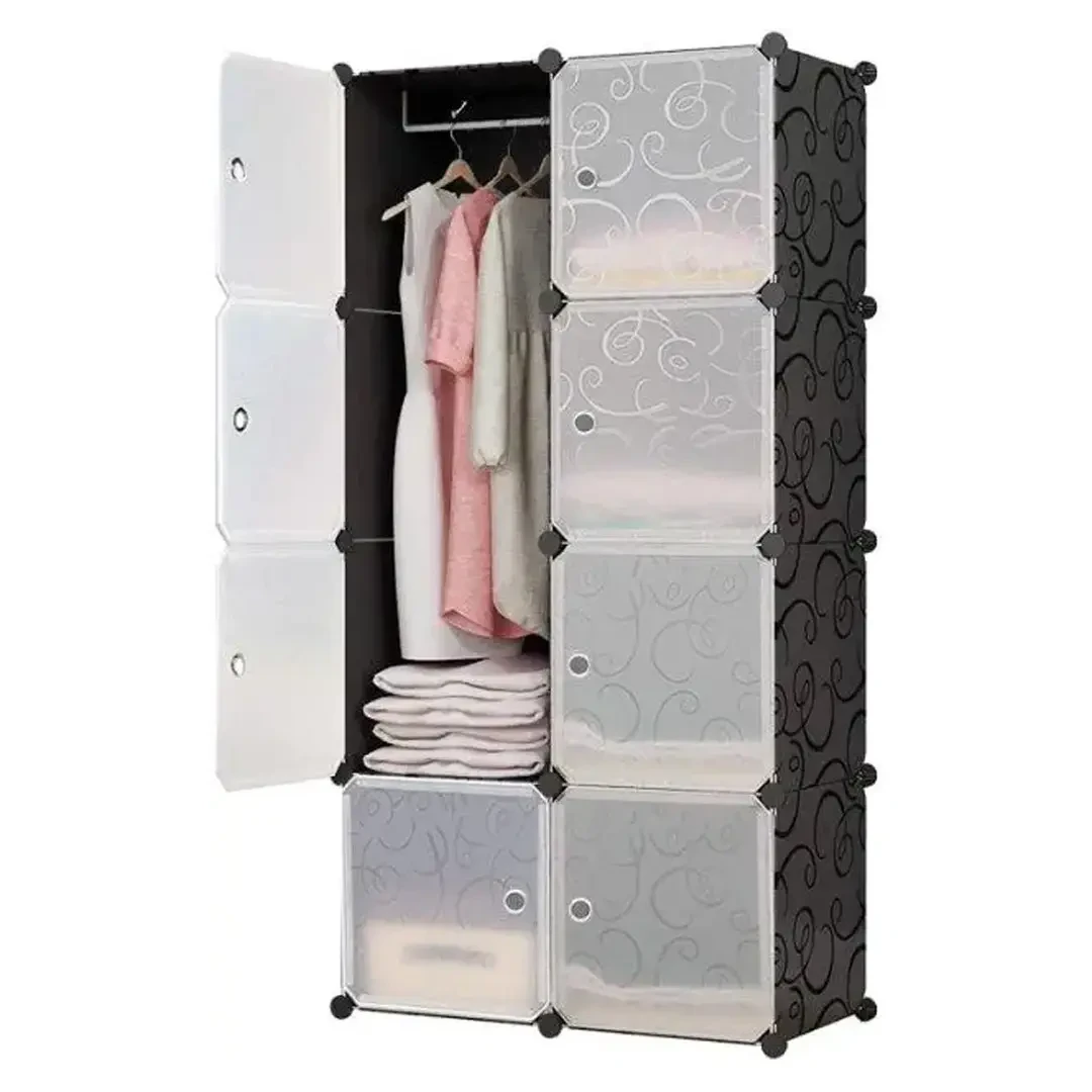 Пластикова складана шафа Storage Cube Cabinet 75х37х145 см Чорний збірний органайзер для одягу
