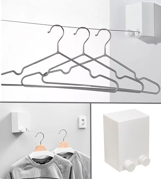 Сушилка для вещей Japanese clothesline, Белая автоматическая бельевая веревка - настенная сушилка 4.2 м