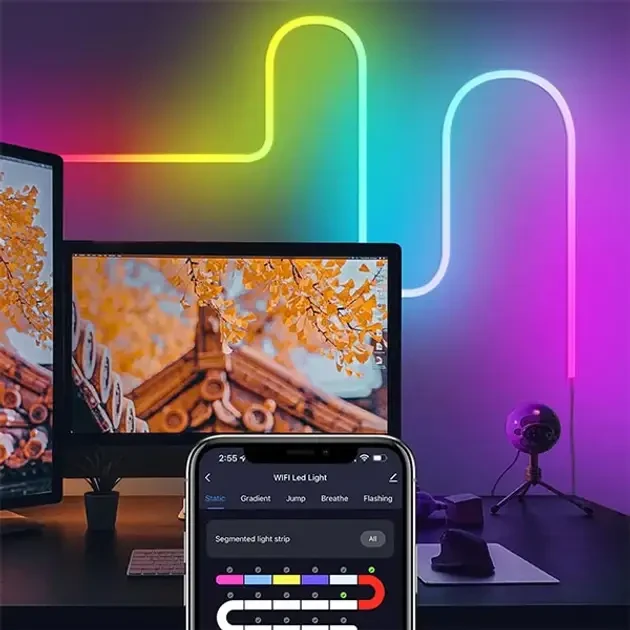 Светодиодная неоновая USB лента с управлением от телефона SFK-11 Bluetooth Гибкая светодиодная лента RGB 5м