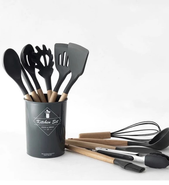 Силиконовый кухонный набор принадлежностей Kitchen stuff 12 предметов BLACK