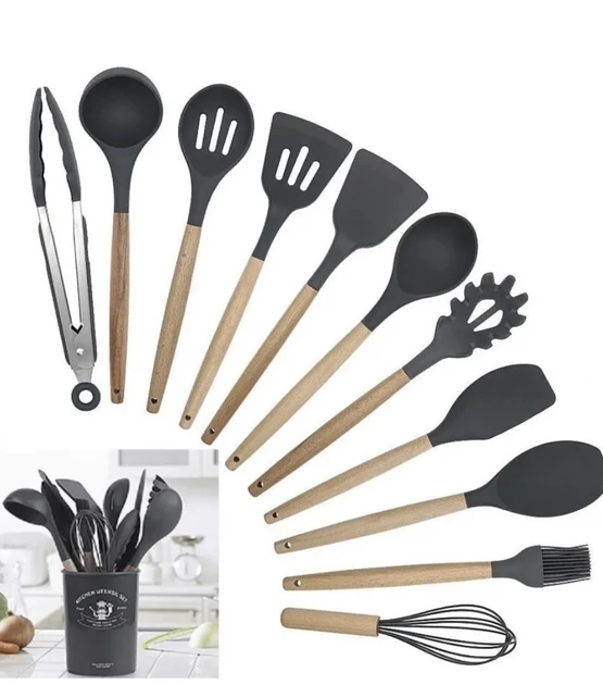 Силиконовый кухонный набор принадлежностей Kitchen stuff 12 предметов BLACK
