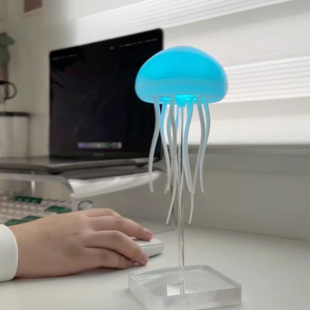 Ночник LED лампа Медуза с USB NTL-5B с движениями и цветопередачей RGB Белий