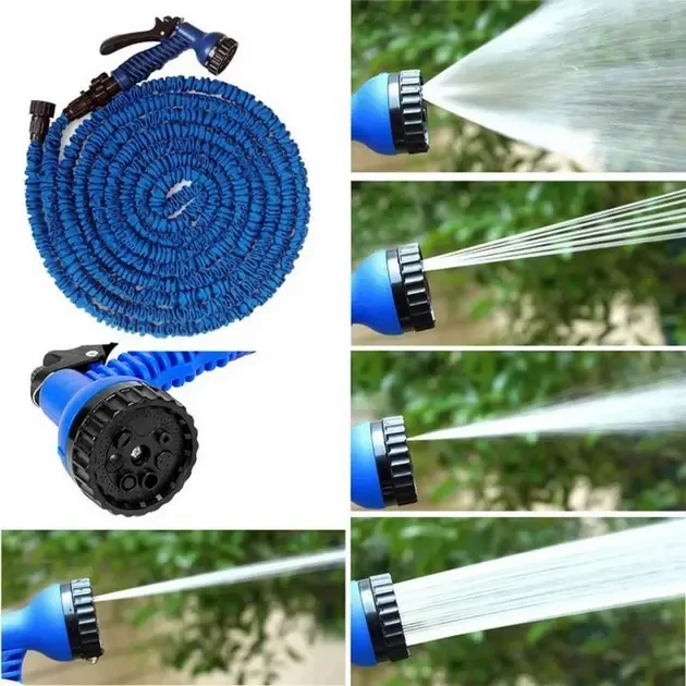 Шланг садовий 120 м для поливу з розпилювачем 7 режимів роботи V-HOSE PRO Синій