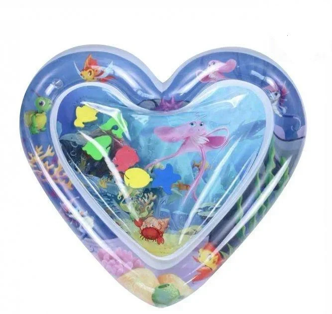 Коврик развивающий AirPro Сердце водяное детский надувной BABY SLAPPED PAD 63x63x8 cm