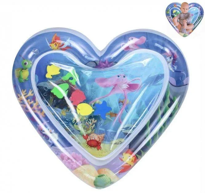 Коврик развивающий AirPro Сердце водяное детский надувной BABY SLAPPED PAD 63x63x8 cm