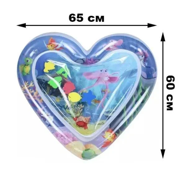 Коврик развивающий AirPro Сердце водяное детский надувной BABY SLAPPED PAD 63x63x8 cm