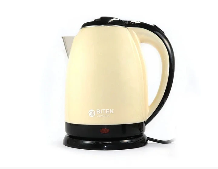 Електрочайник BITEK BT-3112 чайник 2L 1500W Кремовий, Чайник електричний із неіржавкої сталі