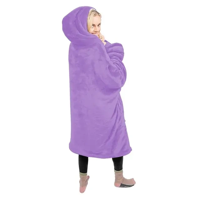 Толстовка — плед із капюшоном HUGGLE HOODIE — BLANKET Фіолетовий, Плед плюшевий, Тепле худі для дому