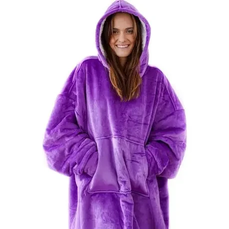 Толстовка — плед із капюшоном HUGGLE HOODIE — BLANKET Фіолетовий, Плед плюшевий, Тепле худі для дому